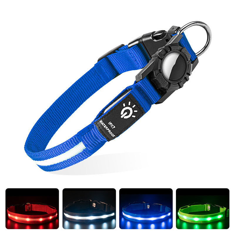 LED Glow Nylon Pet Collar - Locator Ready, Rechargeable