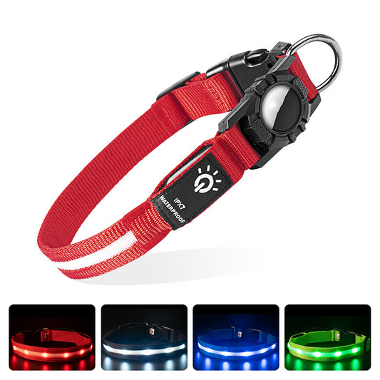 LED Glow Nylon Pet Collar - Locator Ready, Rechargeable