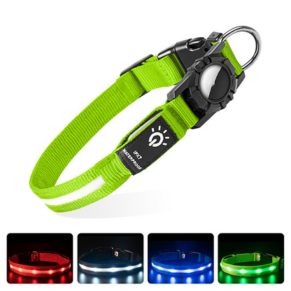 LED Glow Nylon Pet Collar - Locator Ready, Rechargeable